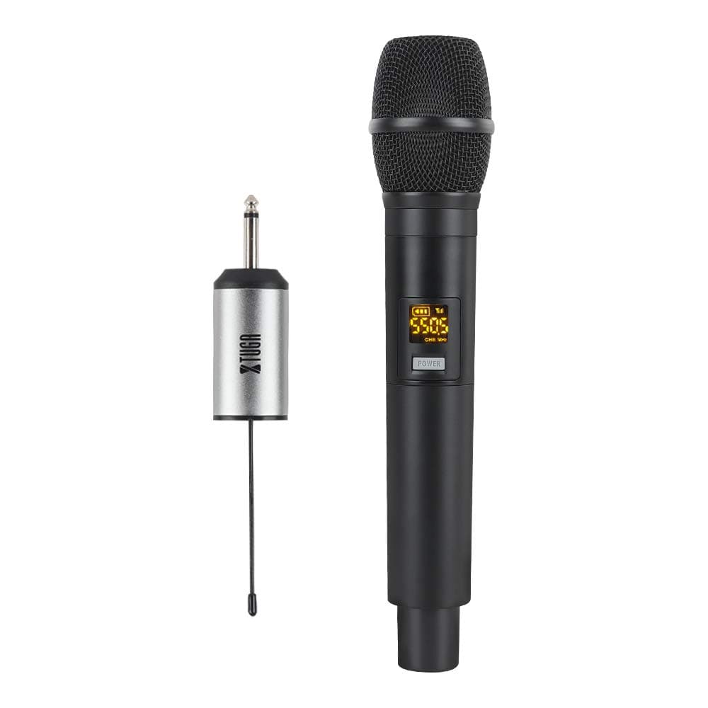 XTUGA UM100 Wireless Microphone Metal Handheld Mic UHF 30 Channel with Mini Receiver 1/4" Output for Stage/Church/Karaoke/PA Systems