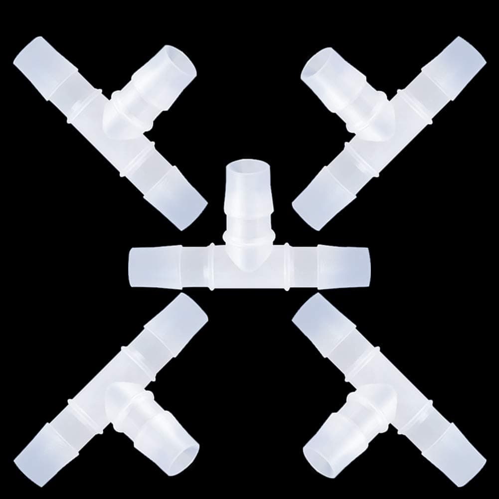 5/8" Tee Fitting Equal Barb 3 Way Hose Barb Adapter for Fuel Gas Liquid Air (Pack of 5)