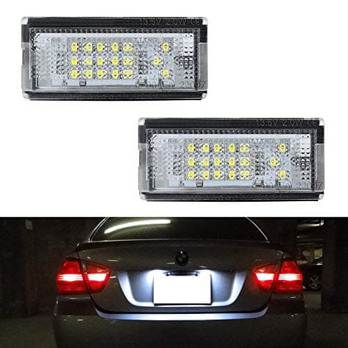 GemPro LED License Plate Lights Assembly for 1998-2005 BMW 3 Series E46 4D Sedan 5D Touring 323i 320i 325i 325xi 328i 330i 330xi Error Free Rear License Tag Lamps Kit, 6000K Xenon White, 2 Packs
