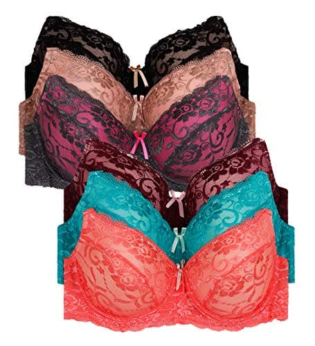 2ND DATE Women's Laced & Plain/Lace Bras (Packs of 6) - Various Styles