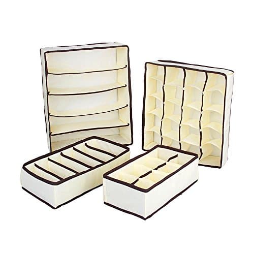 Collapsible Storage Boxes Bra Underwear Closet Organizer Drawer Divider 4 Set