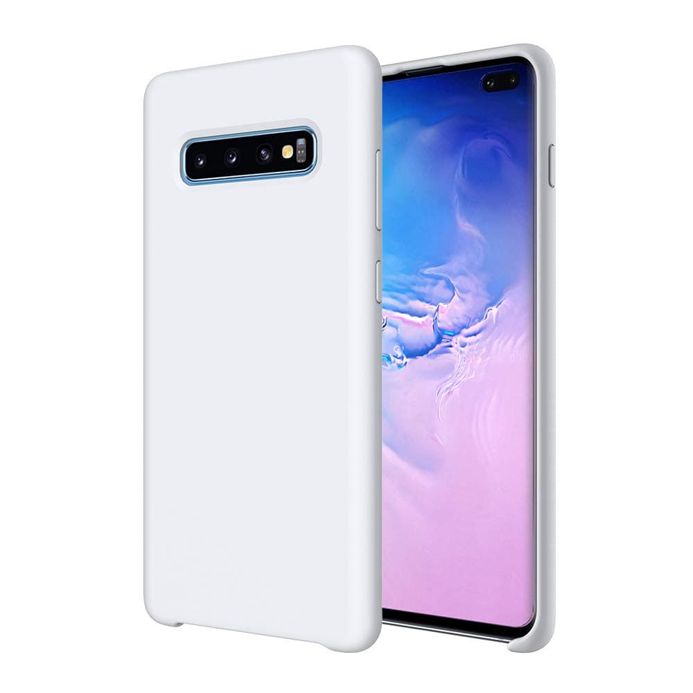 TIAMAT Galaxy S10 Plus Silicone Case, Soft Touch, Liquid Silicone Case with Microfiber Cloth Lining Cushion and Wireless Charging Compatible for Samsung Galaxy S10 Plus (6.4inch) - White