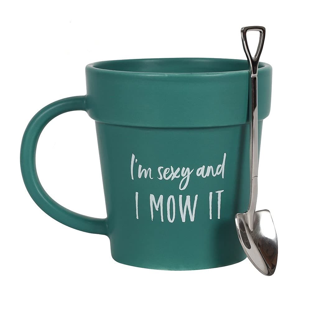 Plant Pot Shaped Novelty Mug Complete with Silver Shovel Spoon