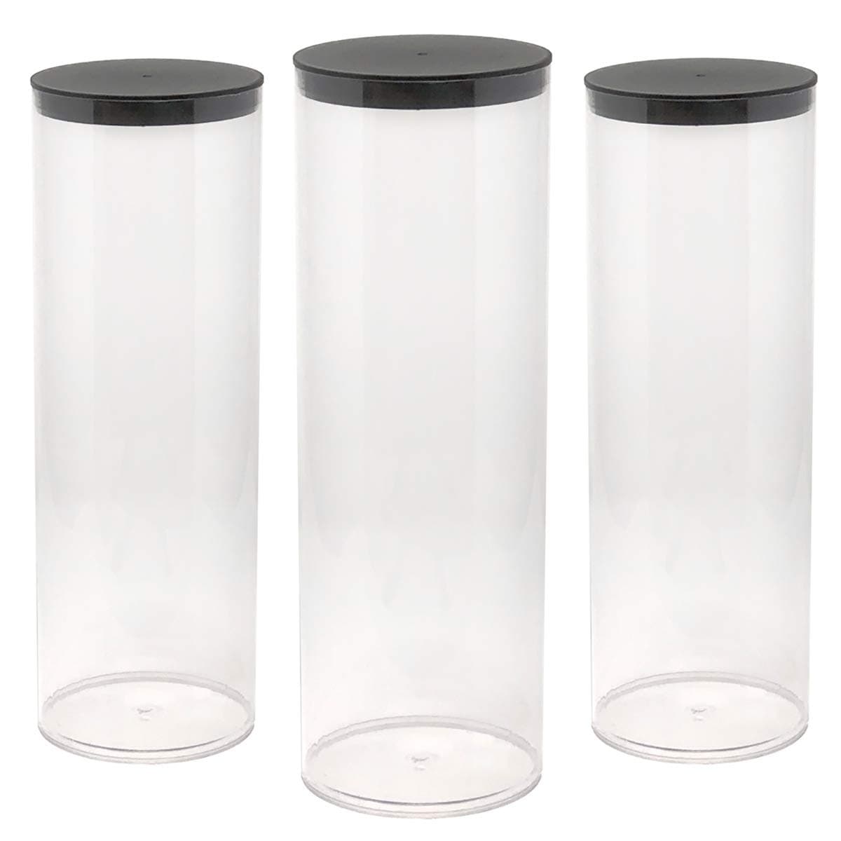 Prestige Import Group - 3" x 12.25" Transparent Clear Plastic (PETG) Storage Tubes with Black Lid - 4 Pack