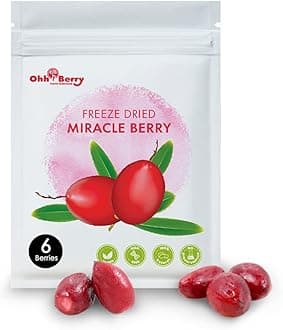 Ohh! Berry Miracle Berry [all 6 of them],Miracle Berries are 100% Natural & Freeze-Dried Friut Snacks to Turn Sour To Sweet and Reduce Sugar Use For Better Health Forever,No Preservatives