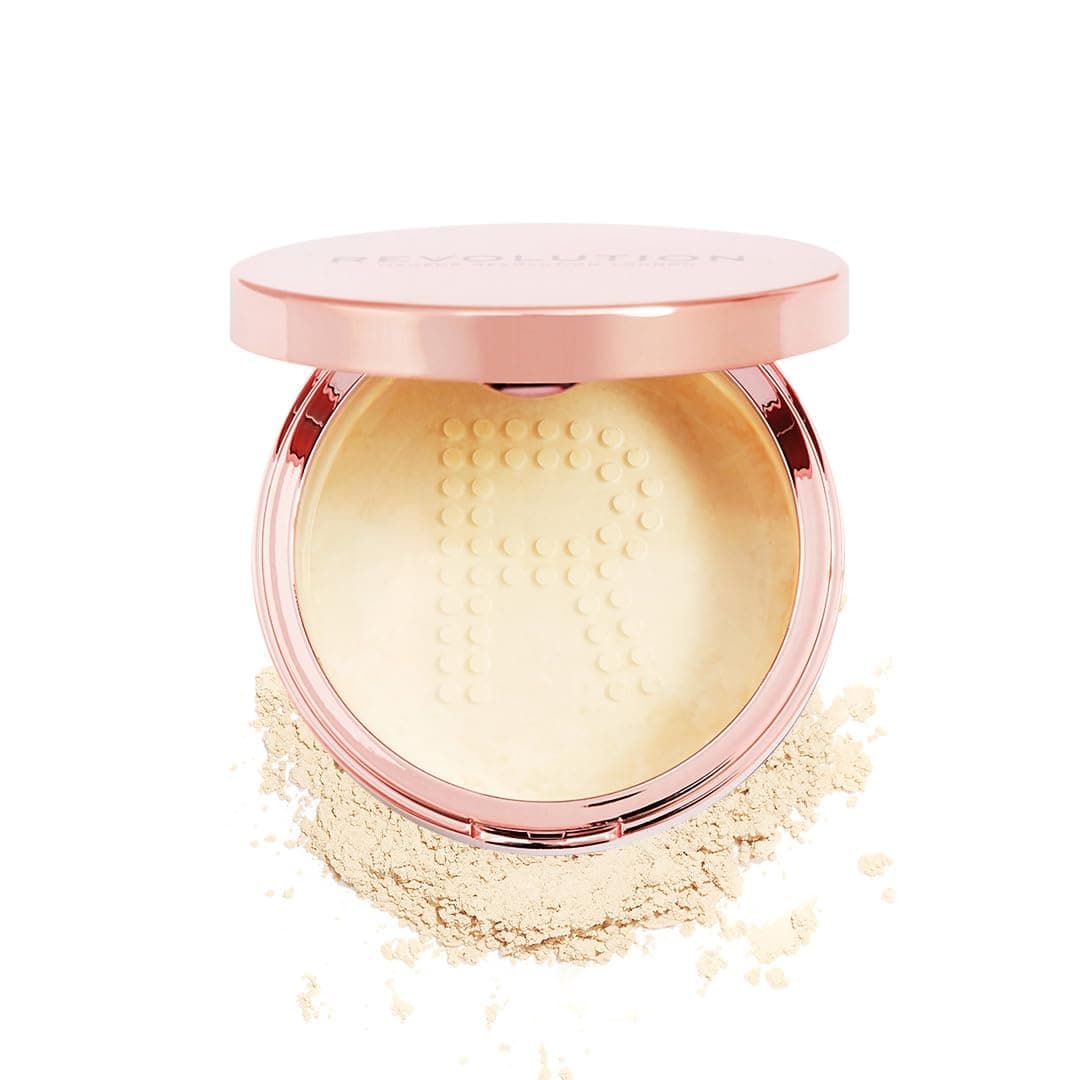 Revolution Conceal & Fix Setting Powder Light Yellow Waterproof Powder, Holds Makeup In Place All Day, Vegan & Cruelty-Free