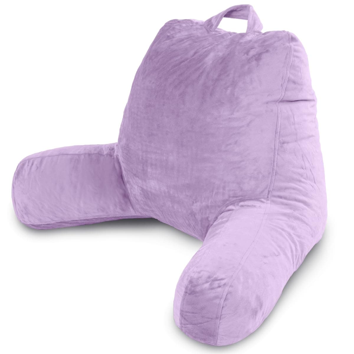 Milliard Reading Pillow with Shredded Memory Foam, Large Adult Backrest with Arms, Back Support for Sitting Up in Bed with Washable Cover (Sit up Pillow) (Lavender)