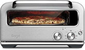 Sage - The Smart Oven Pizzaiolo - Brick Oven for Wood Fired Style Pizza - Leopard Spotted Crust 400°C, 7 Presets & Manual Mode - Peel & Pan included - Brushed Stainless Steel