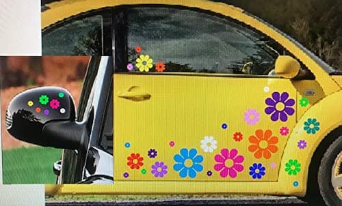 40 Car Flowers Daisy Bright Rainbow SET sticker Decals VW Boat Golf Cart Kayak USA