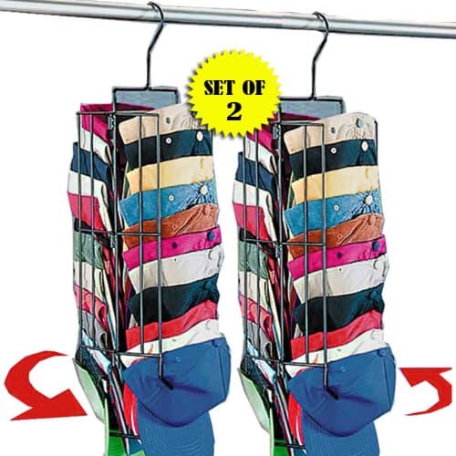BW Products Steel Wire Hanging Cap Rack (IT Spins and Each Holds UP to 40 CAPS!) Set of 2