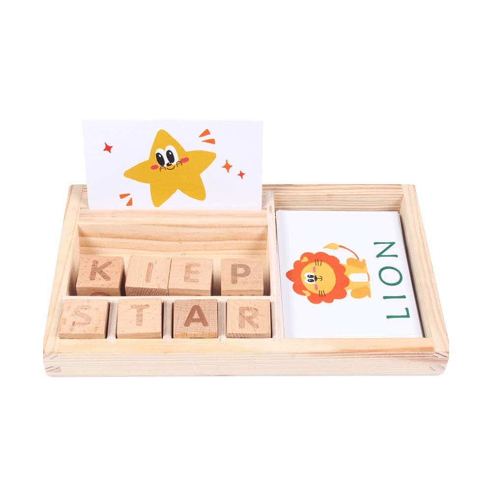 1 Box Children Enlightenment Early Learning Cognitive Puzzle Spelling Word Wooden Building Blocks Toys English Cardboard Puzzle Toy