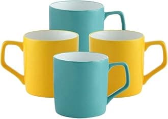 Fine Ceramic Coffee/Tea Mugs - Set of 4, Multicolor, 220 ml each