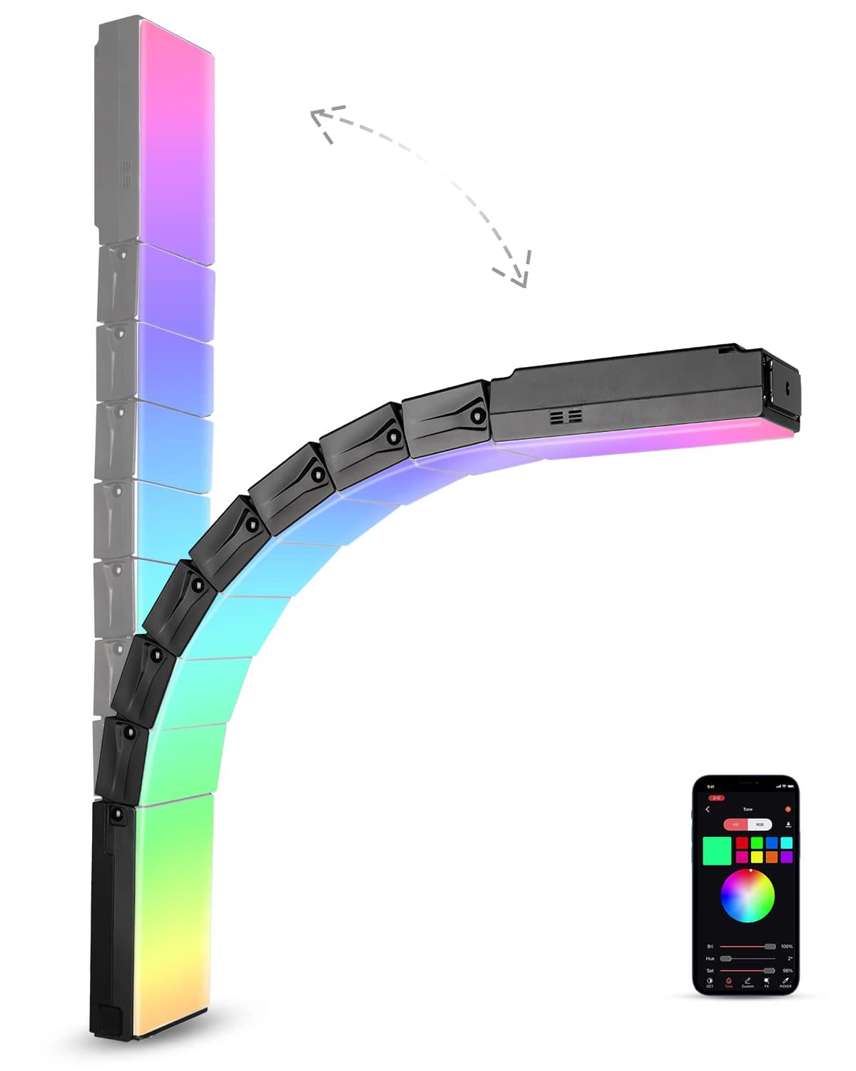 SiruiLed Light Panel Bendable 108, RGB Led Video Light for Photography Still Portrait, Unlimited Quick Release Combination, 16 Neon Lighting Effect, HSI/CT/FX, Battery/DC, APP Board Control (B25R)