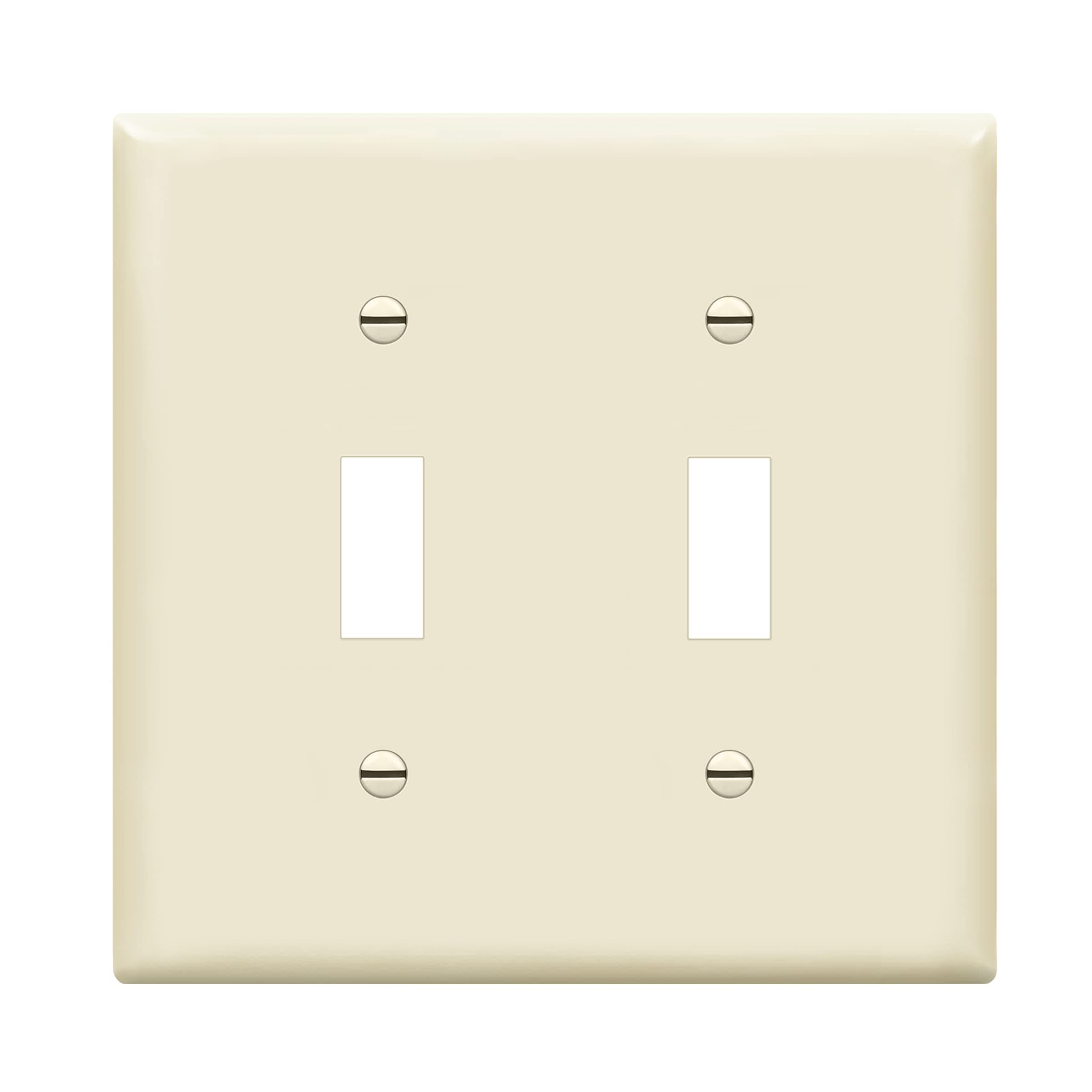 Toggle Light Switch Wall Plate, Gloss Finish, Size 2-Gang 4.50" x 4.57", Unbreakable Polycarbonate Thermoplastic, 8812-LA, Light Almond