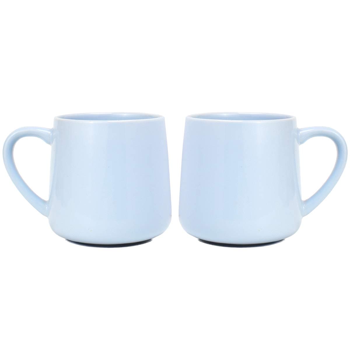 Bosmarlin Glossy Ceramic Coffee Mugs of 2, Tea Cup for Office and Home, 18 oz, Suitable for Dishwasher and Microwave(Blue, 2)