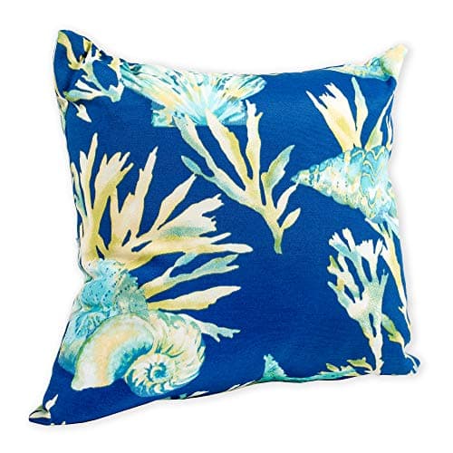 Daytrip Pacific Seashell on Ocean Blue 16 x 16 Indoor Outdoor Throw Pillow