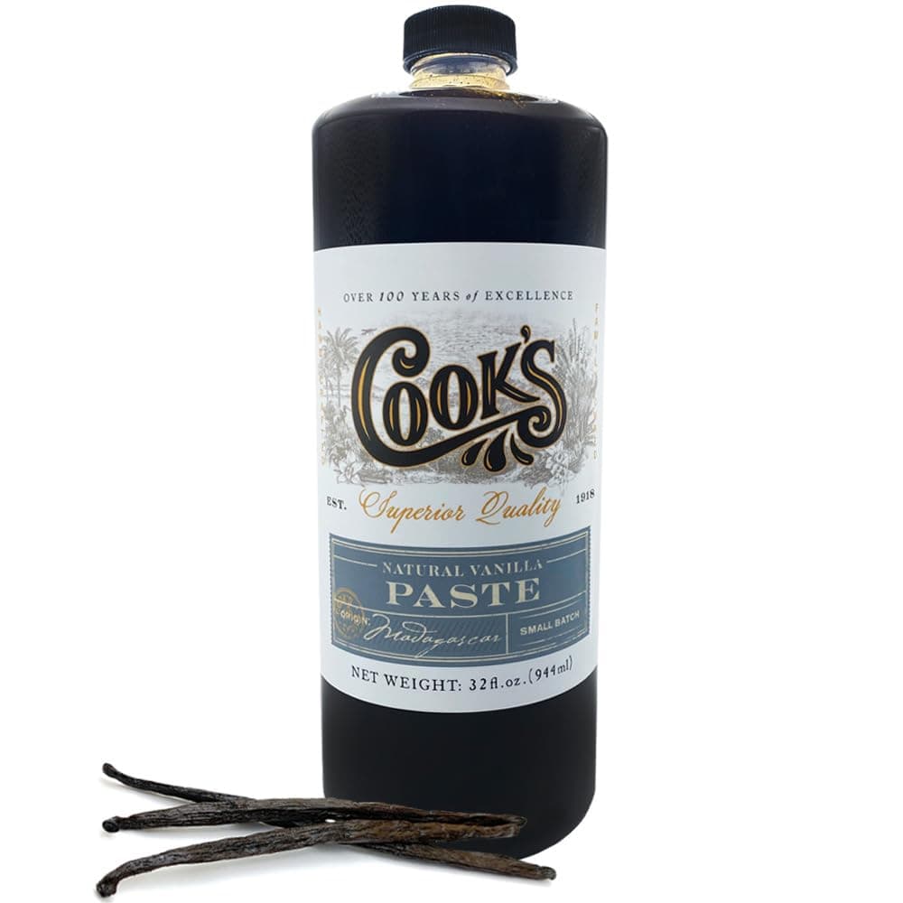 Cook's, Natural Vanilla Bean Paste, Gourmet Grade A Madagascar Premium Vanilla Made with Fresh Vanilla Beans for Baking and Cooking, 32 oz