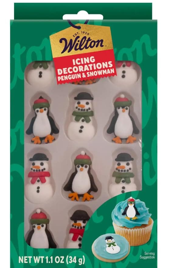 Wilton Penguin and Snowman Royal Icing Decorations, 12-Count