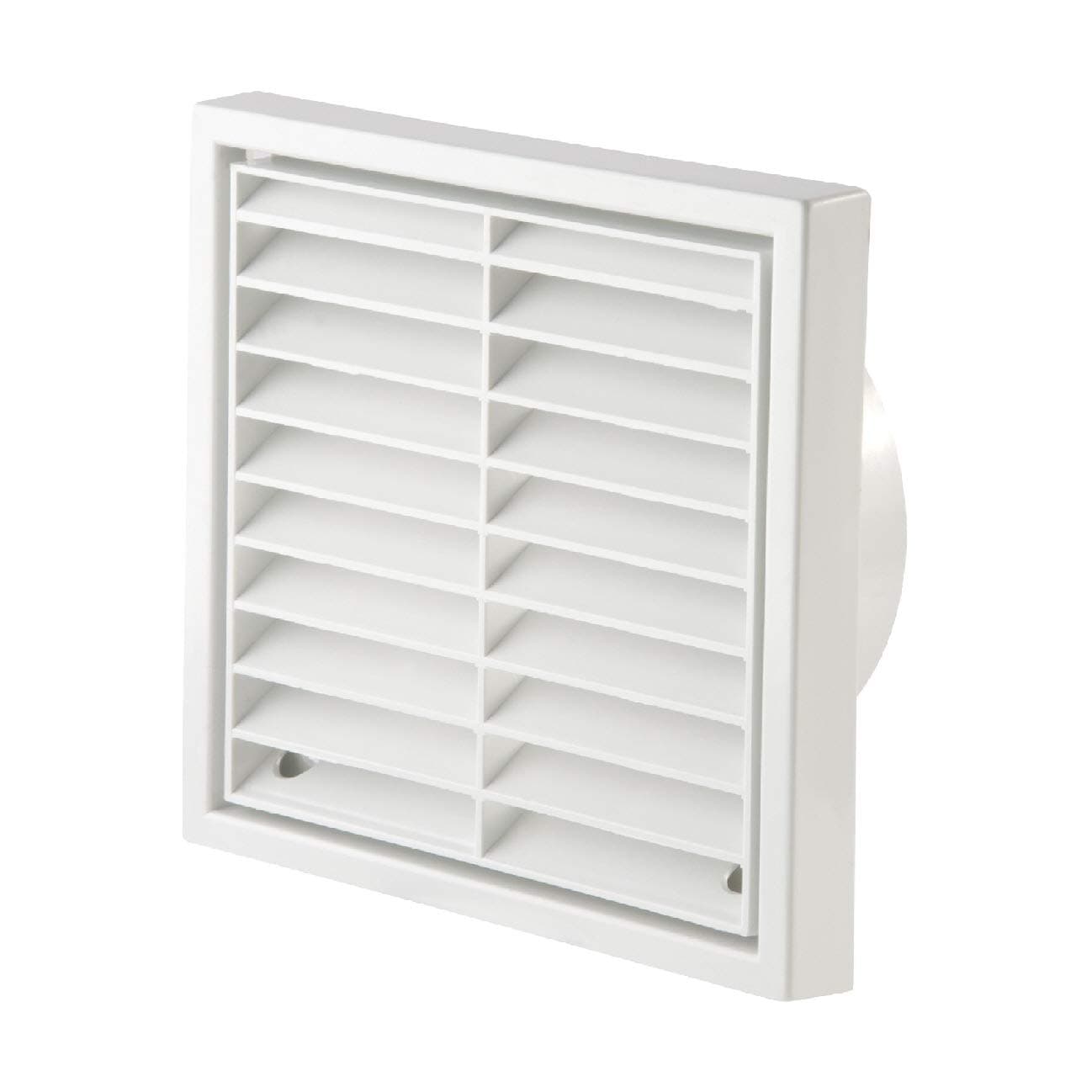 White Square Extractor Louvre Air Vent Duct Grille 100mm, 4 Inch Wall Fan Outlet