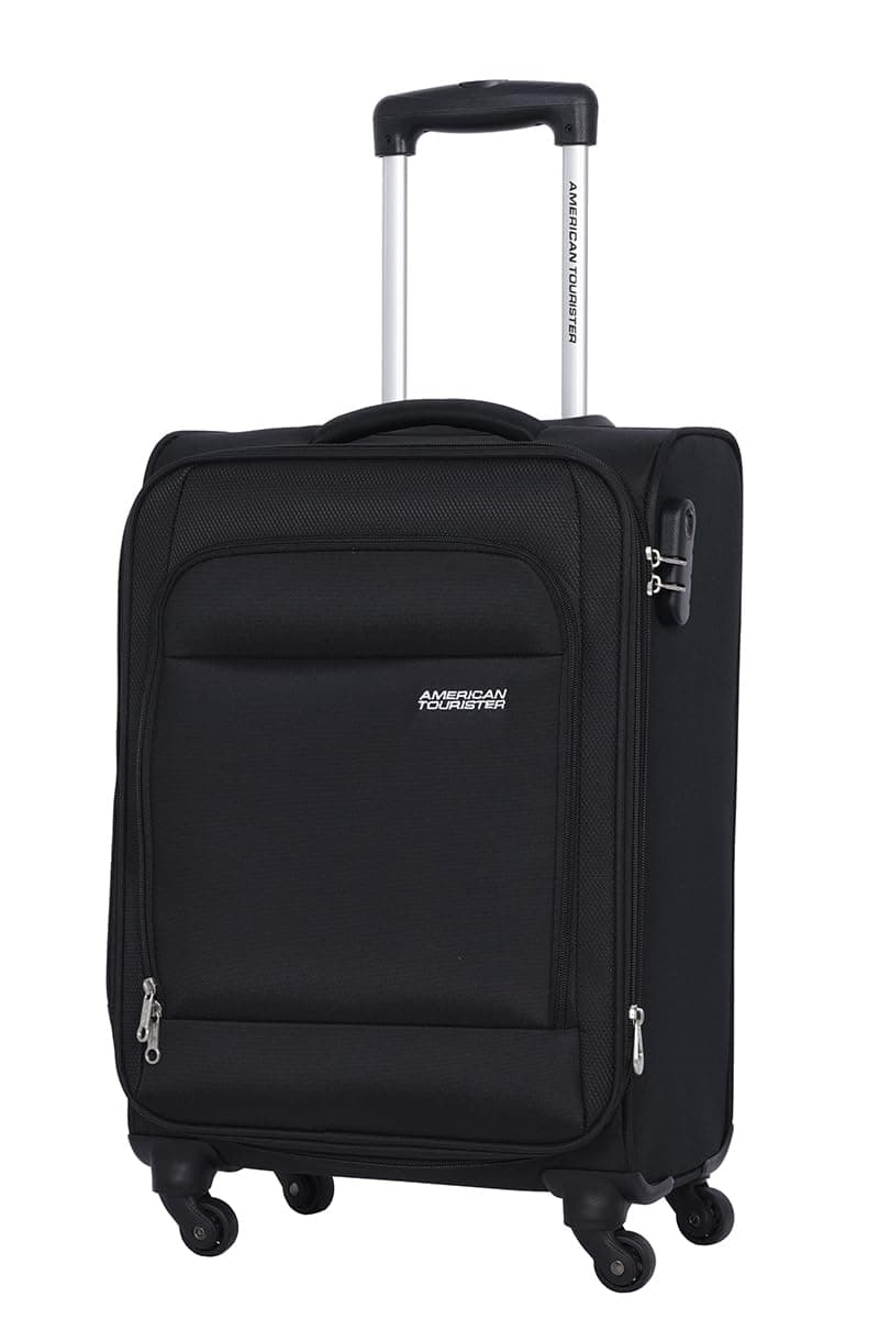 American Tourister Oakland Soft Luggage Trolley Bag, Black, 55 cm, Luggage with Spinner Wheels