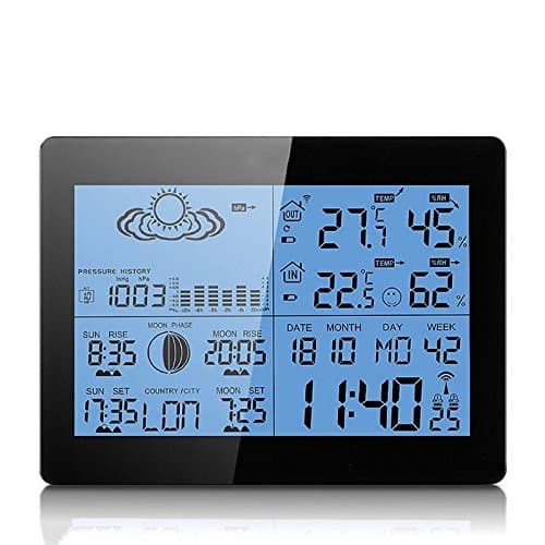 PRECISION RADIO CONTROLLED WEATHER STATION COLOR LED DIGITAL CLOCK REMOTE SENSOR