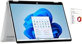 HP OmniBook 5 Flip 2-in-1 14" Full HD+ Touch-Screen Laptop | Intel Core 5 120U|Intel Graphics| Copilot | Webcam| Silver | 8GB RAM DDR5 | 1024GB SSD |Windows 11 Pro |Bundle with Microsoft Office 2021
