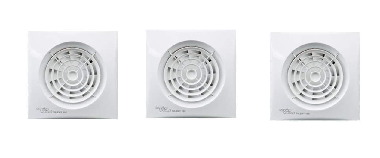 SIL100T"Silent" Bathroom Extractor Fan - for 4" 100mm ducting (3 Pack)