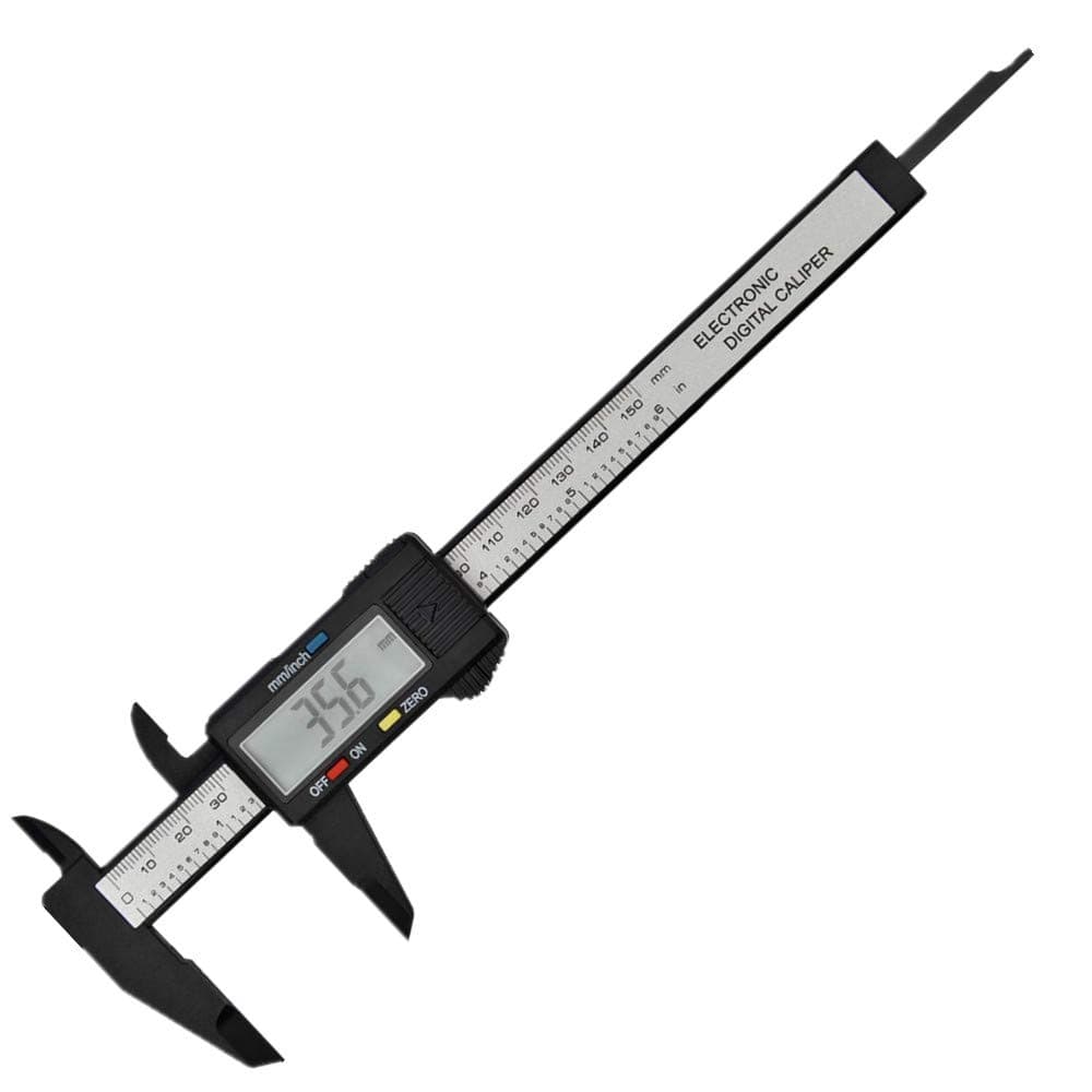 AWinEur 150mm 0-6" Electronic LCD Digital Vernier Caliper Plastic Caliper Gauge Micrometer Ruler Carbon Fiber Measuring Tool Inch/Metric/Fraction Conversion