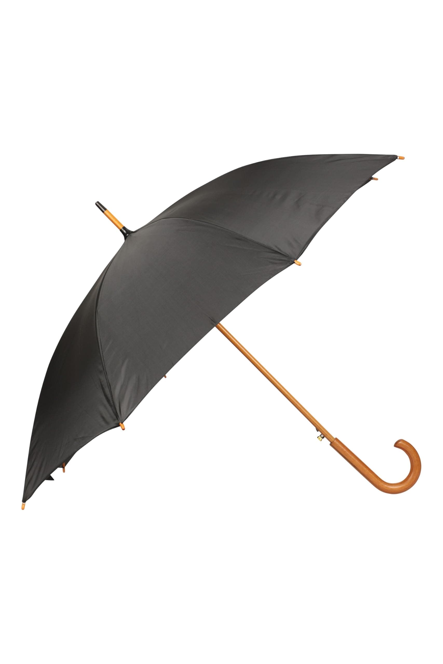 Classic Umbrella - Plain – Lightweight Extra Protection Brolly with Curved Wooden Handle – Picnic, Garden, Rain, Sun