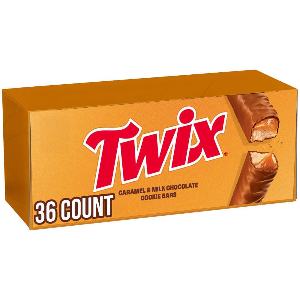 TWIX Bulk Chocolate Candy Individually Wrapped, Full Size, Caramel Chocolate Cookie Candy Bar, Perfect for Snacks, Parites, Goodie Bags, Holidays 36-Count Box