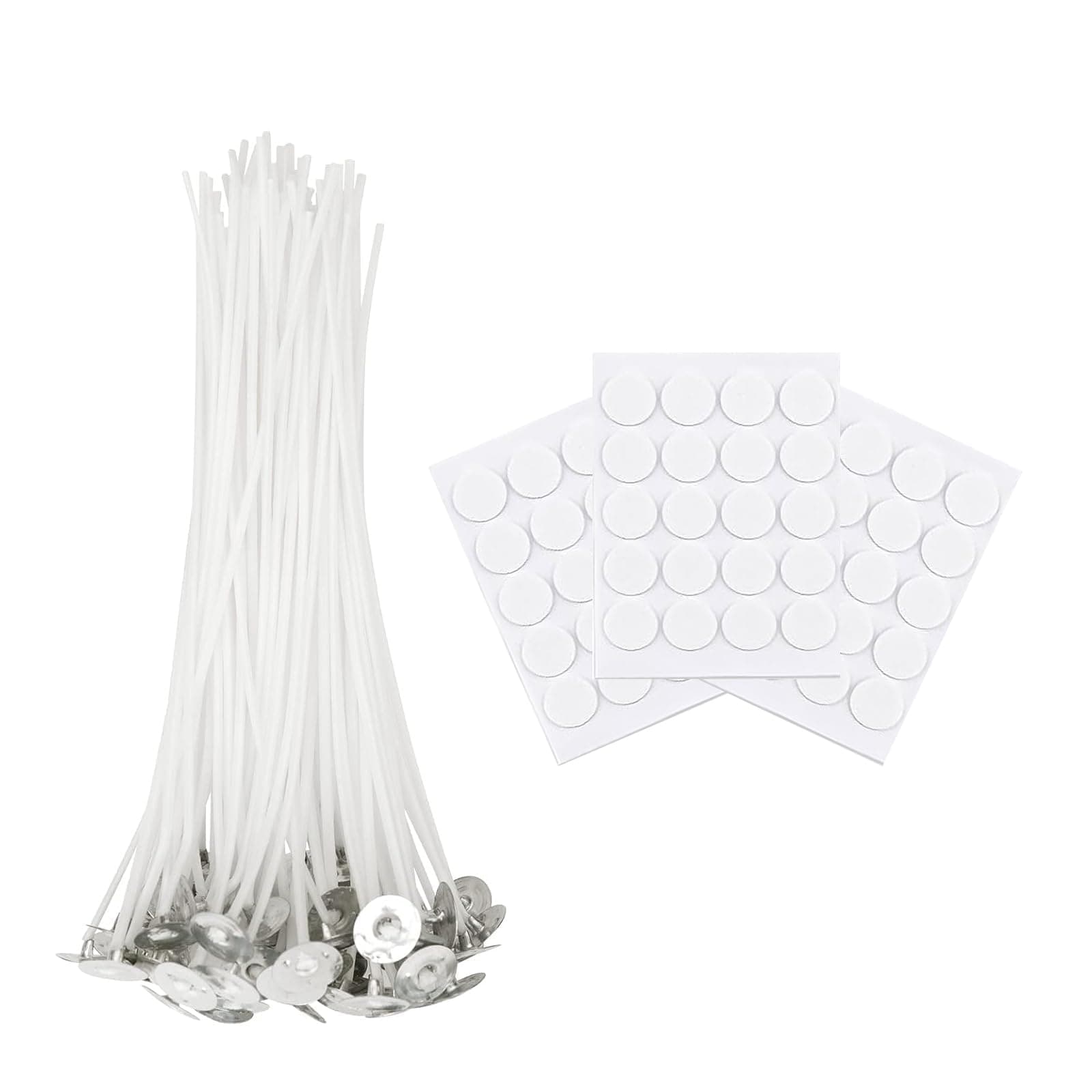 Candle Wicks 50 Pcs, 10cm Candle Wicks With 60 Pcs Candle Wick Stickers, Natural Organic Cotton, Candle Wick for Candle Making DIY