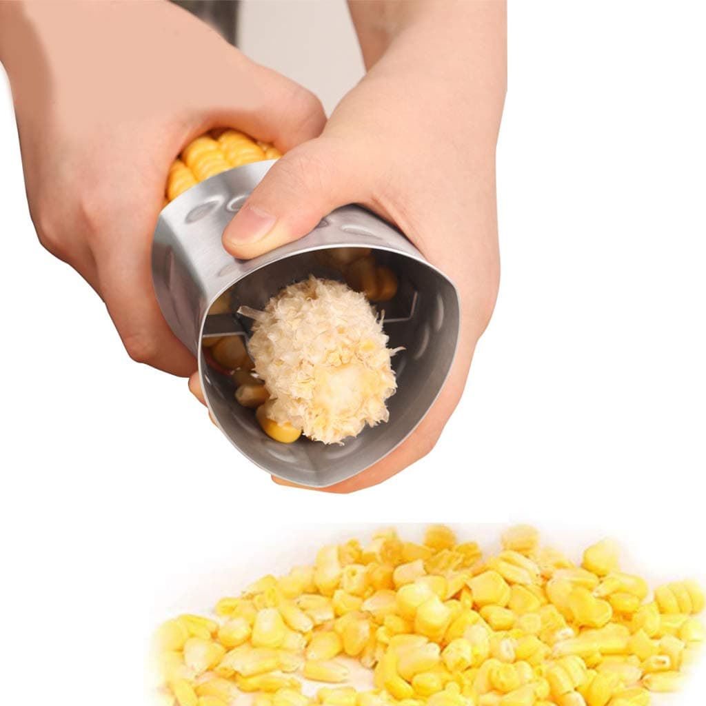 Corn Stripper Cutter Stainless Steel Corn cutter off cob Corn Stripping Tool for Home Kitchen with Serrated Blade（Stainless steel, 1 Pcs）