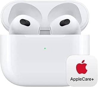 Apple AirPods (3rd Generation) Wireless Ear Buds, Bluetooth Headphones, Spatial Audio, Water Resistant, Lightning Charging Case Included, Up to 30 Hours of Battery Life With AppleCare+ (2 Years)