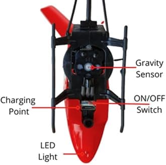 Outdoor and Indoor Flying Helicopter with Remote Control | Electronic Radio RC Remote Control Toy | Charging Helicopter with 3D Light & Safety Sensor for Kids - Pack of 1 - Red Yellow Colour