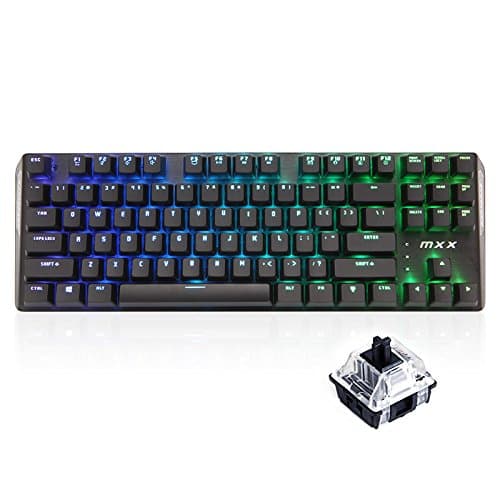 Rantopad MXX Chroma RGB Backlight Gaming Mechanical Keyboard - 87 Keys, Black Aluminum Cover, N-Key Rollover (Black Switches)