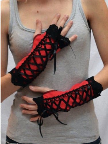 Trixy Xchange Short Red Corset Lace Gloves
