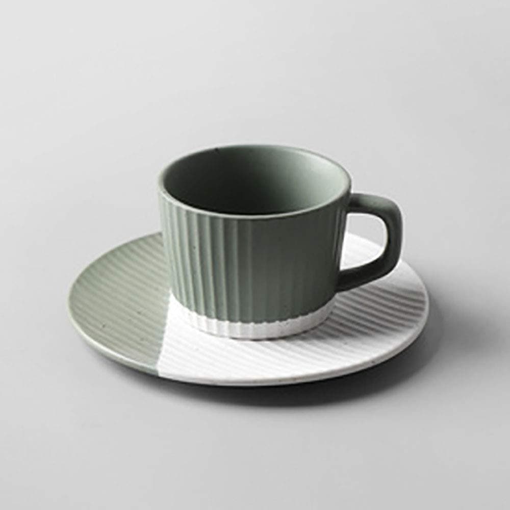 SHPEHPEuro Style Art Bone China Ceramic Tea Cup Coffee Mug for Breakfast Home Kitchen with 1 * 6.5 Dinner Plate, 1 * 201ml MugApply to Coffee Mug or Tea CupHome Office-B