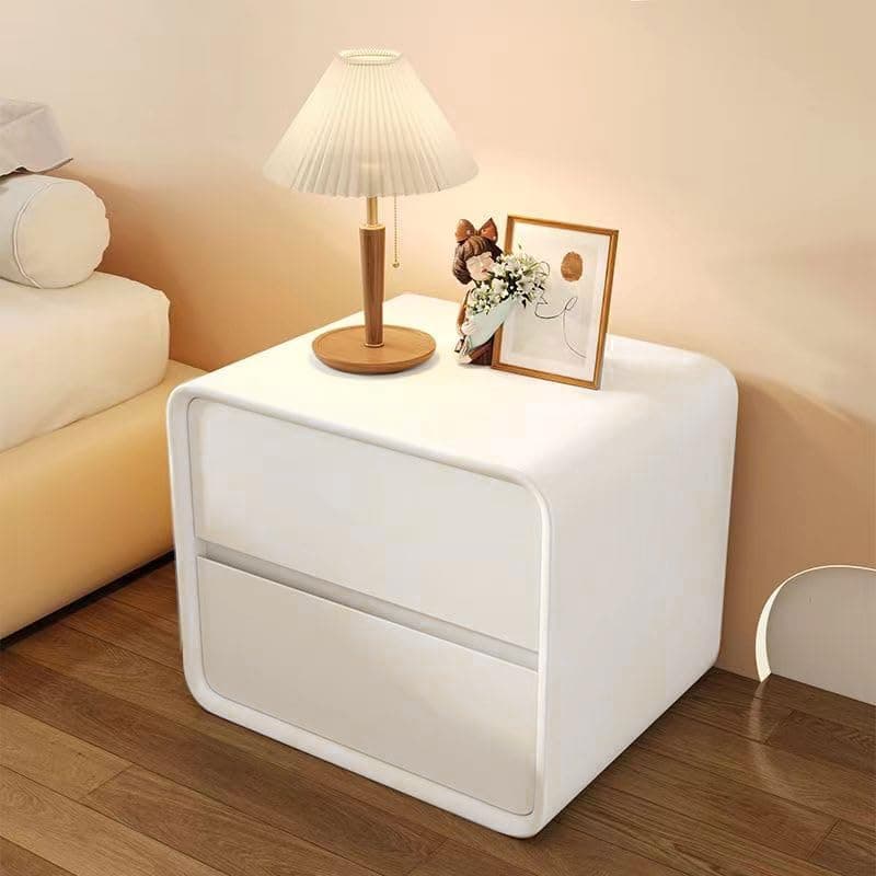 Nightstands, Side End Table with 2 Drawers, Bedside Table with Storage, Small Dresser with 2 Drawers, Bedside Furniture, Night Stand, End Table with Fabric Bins for Bedroom, Closet, Entryway (Cream)
