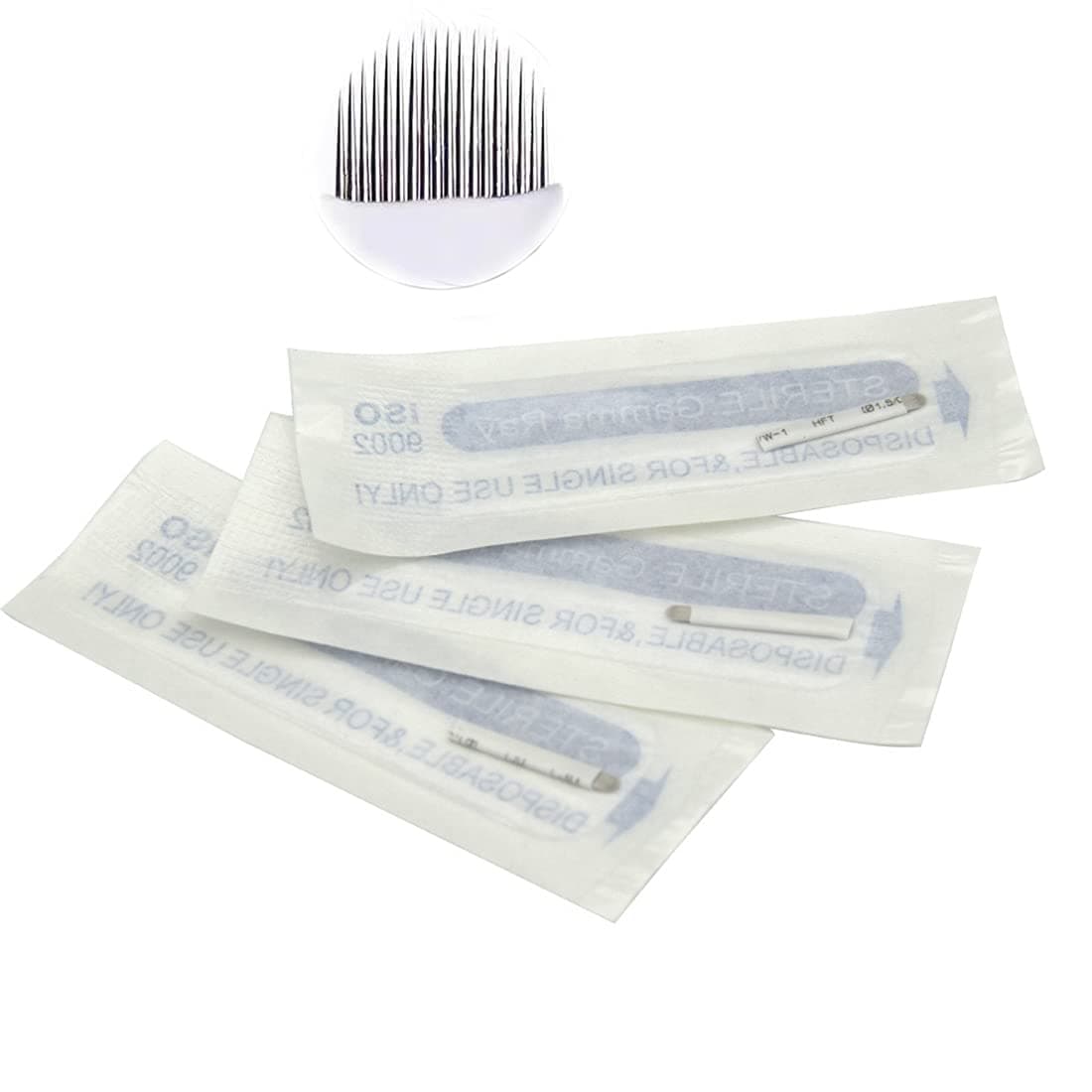 50pcs Microblading needles 18U 0.16mm Blade Semi Permanent Makeup Eyebrow Tattoo Needles for Microblading Eyebrow Tattoo Manual Pen