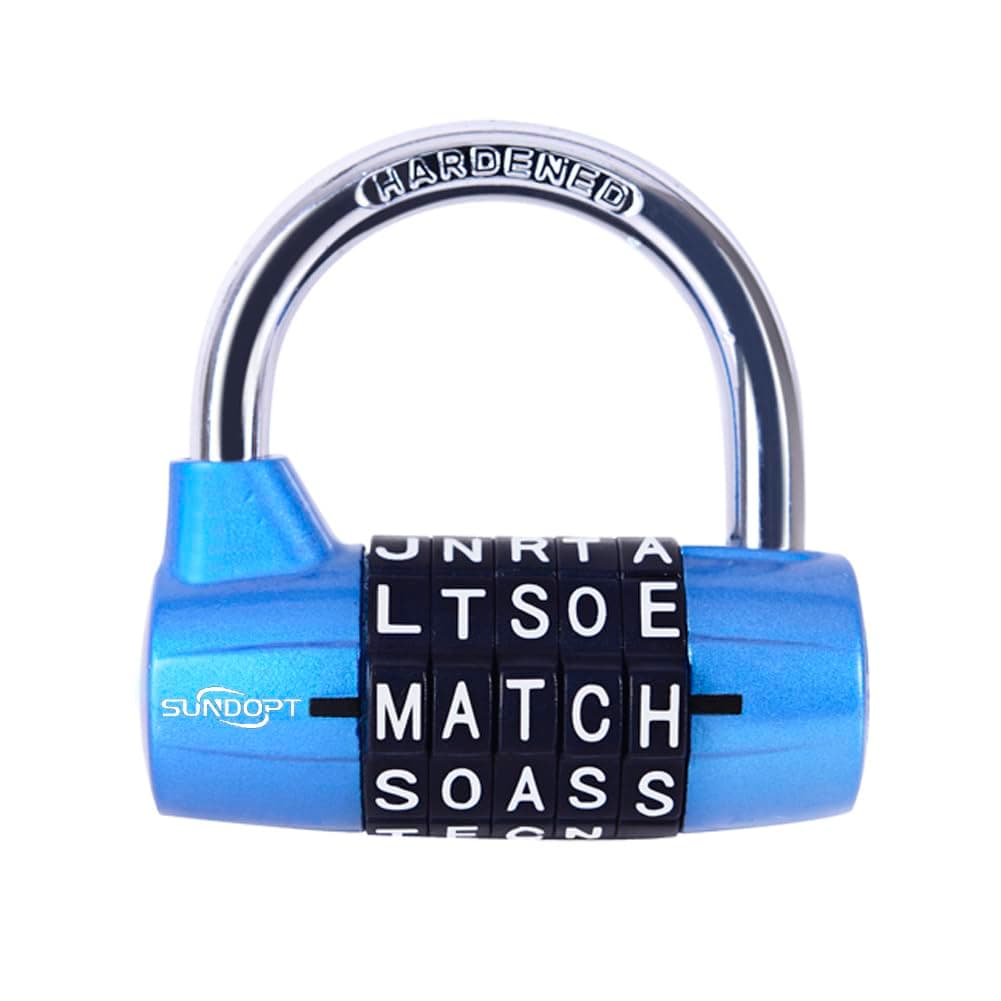 jin Gym Locker Lock,5 Letter Word Lock,5 Digit Combination Lock,Safety Padlock for School Gym Locker,Sports Locker,Fence,Toolbox,Case,Hasp Storage (Black) (blue)