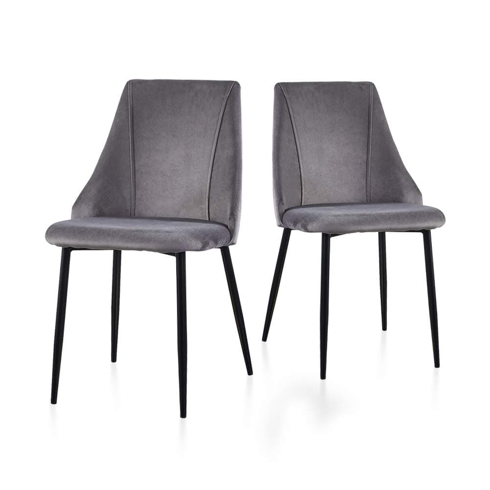 TUKAILAi 2 PCS Dining Chairs Kitchen Breakfast Chairs with Velvet Seat Metal Legs for Lounge Home Office Kitchen Lounge Dining Room Grey
