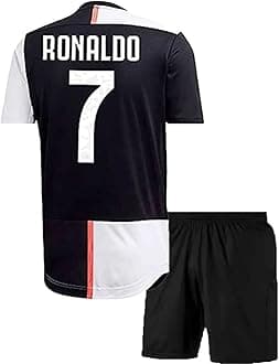 Ronaldo 7 Boys Official Home New Football Jersey Set with Shorts 2024 (Kid's, Boy's& Men)