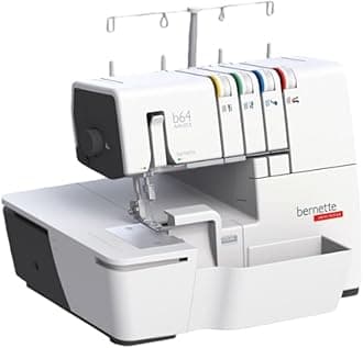 Bernette B64 Airlock Overlocker Sewing Machine with Automatic Air Threader, LED Light, Micro Thread Control - Heavy Duty Serger Quilting & Embroidery, Table