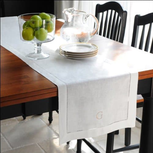 Loom State Pure Linen Hemstitch Table Runner White 14" x 108"