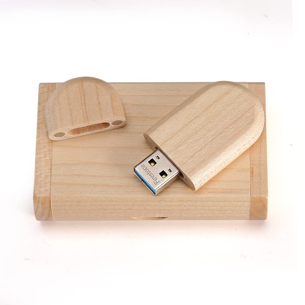 Fire Stone Novelty Wood USB 3.0 Flash Drive 64GB Data Storage Memory Stick USB Stick Pendrive with Wooden Box (Wood)