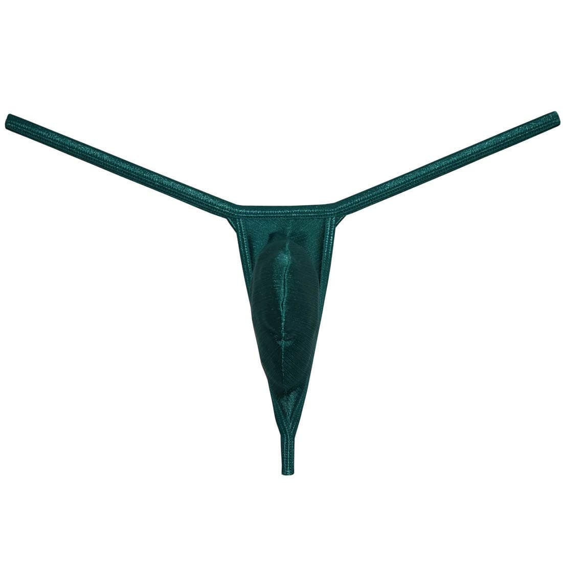 OROCOJUCO Men Border Mini Thong Drawing Pouch T-back Shiny Spandex Micro Bikini Underwear