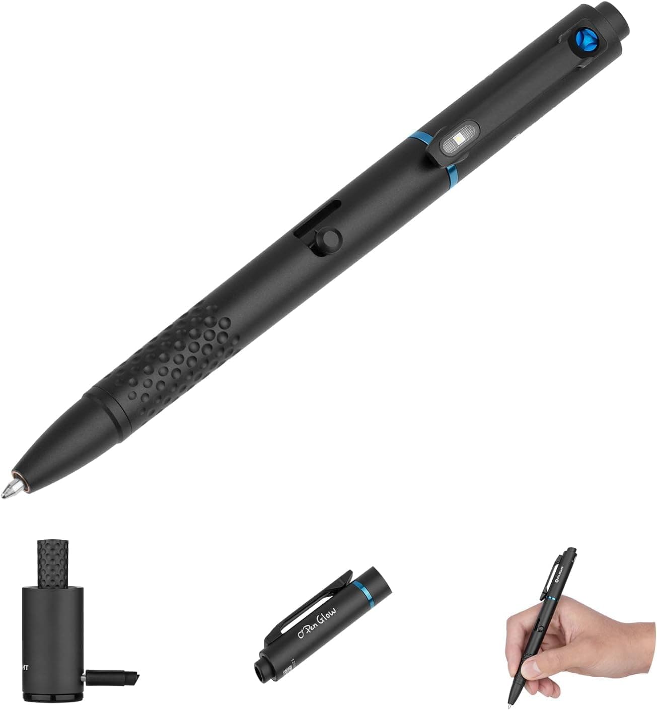 OLIGHT O'Pen Glow EDC Pen Light, 120 Lumens with Green Beam, Rechargeable LED Flashlight for Outdoor Uses, Writing, Adventure, Professional Business Gift(Black)