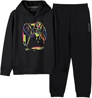 HELLCAT Printed Cotton Blend Hoodie T-shirt and Jogger Trackpant Clothing Set for Boys.