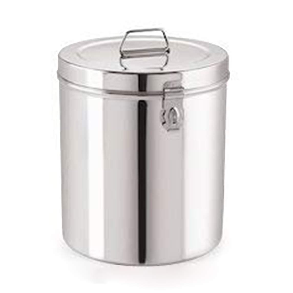 SATYAKI STEELS Stainless Steel Storage Box Drum with Laser Etching Aata Rice Drum with Handle Water Storage Containers Steel Tanki Steel Dabba Keeper for Kitchen Food Items - 5 LTR, Silver