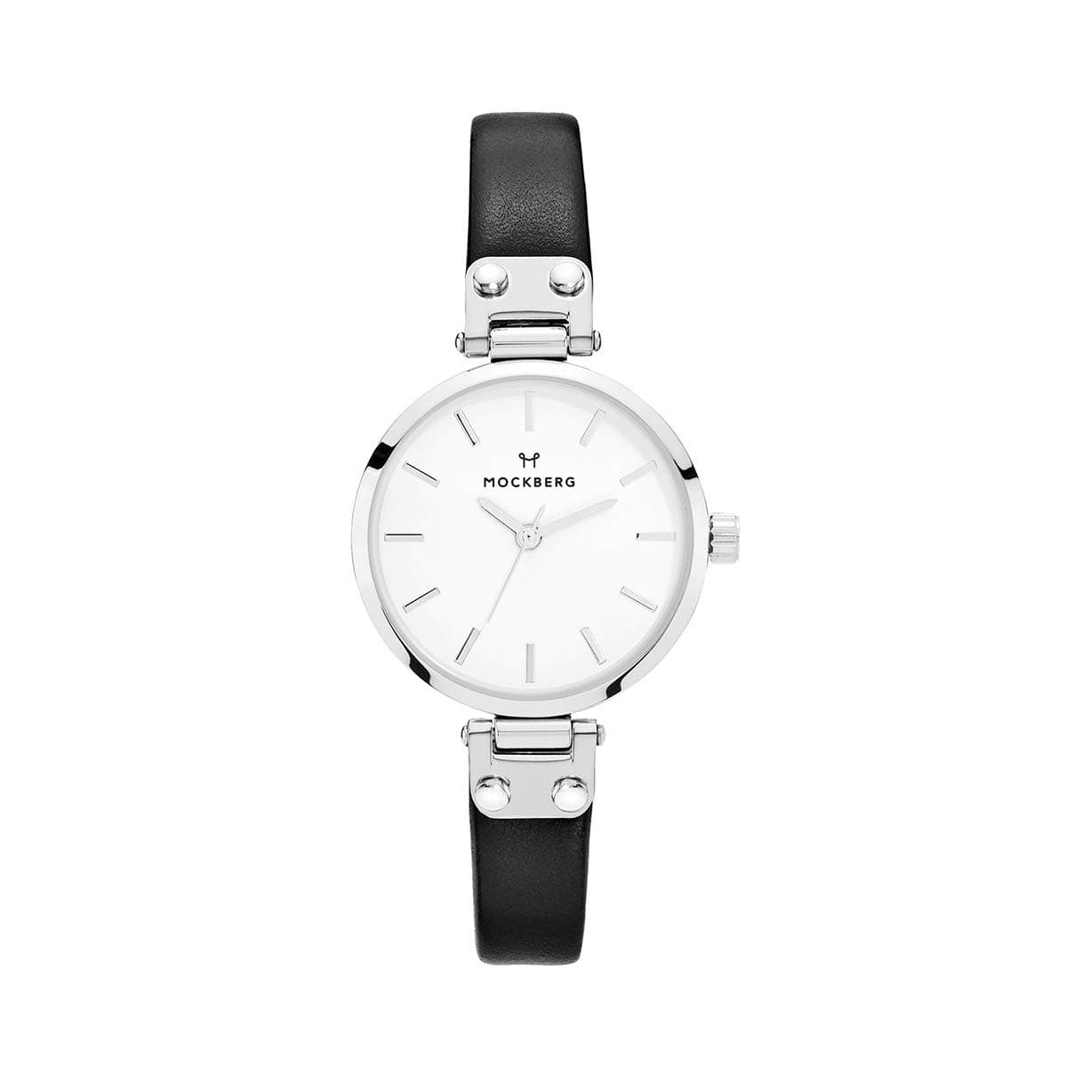 Mockberg MO1402 Women's Astrid Petite White Dial Black Leather Strap Quartz Watch